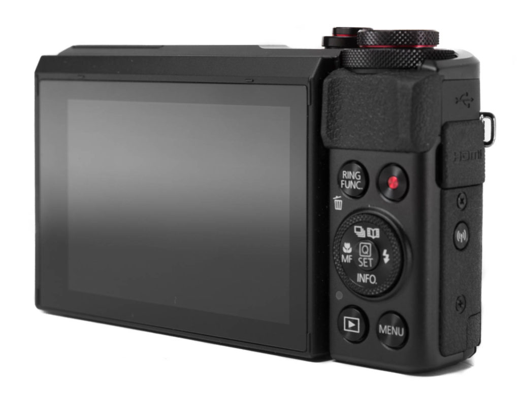 Rückseite, Tasten und Display der Canon G7X Mk II